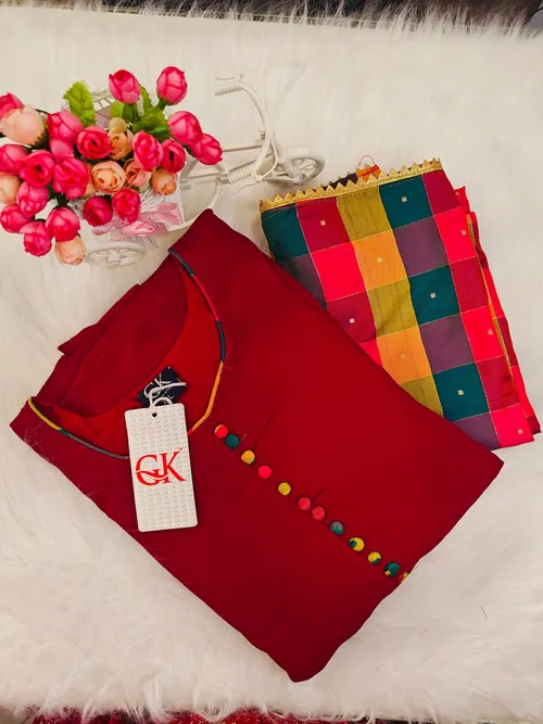 CHECKED SHAWL ANARKALI KURTI AK26